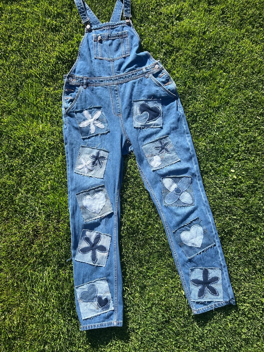 Women's reworked denim dungarees Size 14