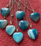 Colourful agate blue quartz stone heart chakra pendant necklace 