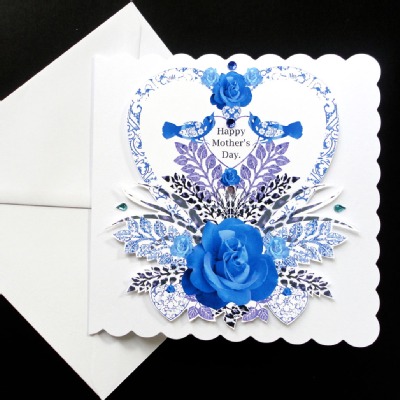 Heart and Blue Rose Mother's Day Card