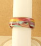Multicoloured Polymer Clay Band Ring - Psychedelic - Abstract - Size P - Image 1