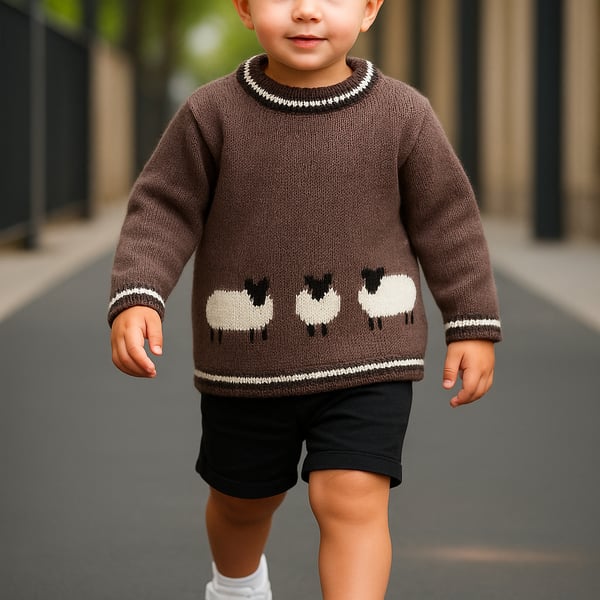 Knitting Pattern for a Sheep on a Sweater.  Digital Pattern