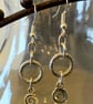 Metal frosted loop earrings with spiral charms - Image 2