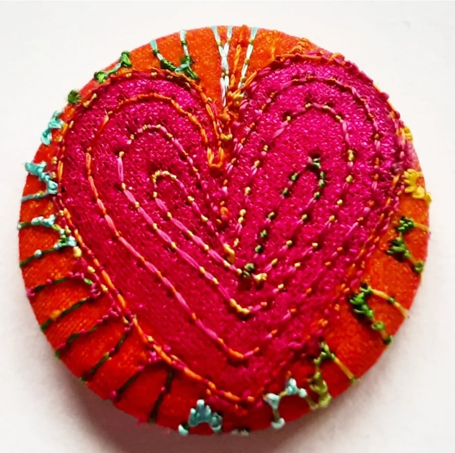 Buttons 1 inch button Hand Dyed Silks and Cottons Free Machine Embroidery Button