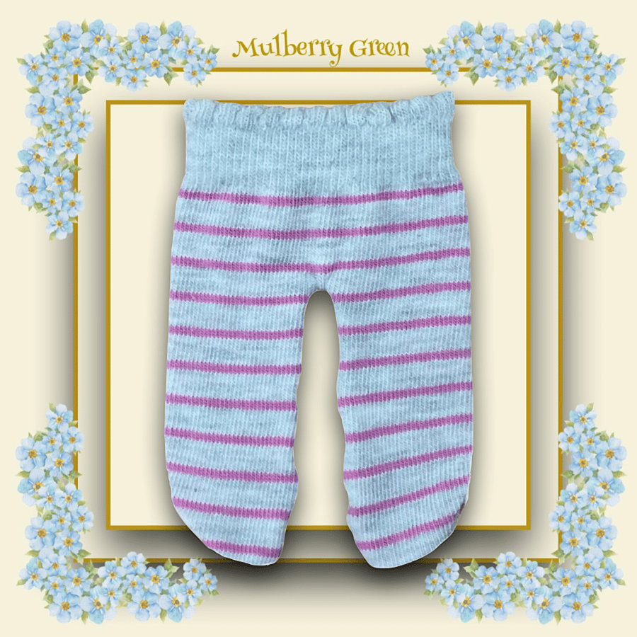Grey Pink Striped Tights to fit the Mulberry Green characters 