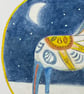 Dala horse in a winter landscape original gouache painting  - Image 2