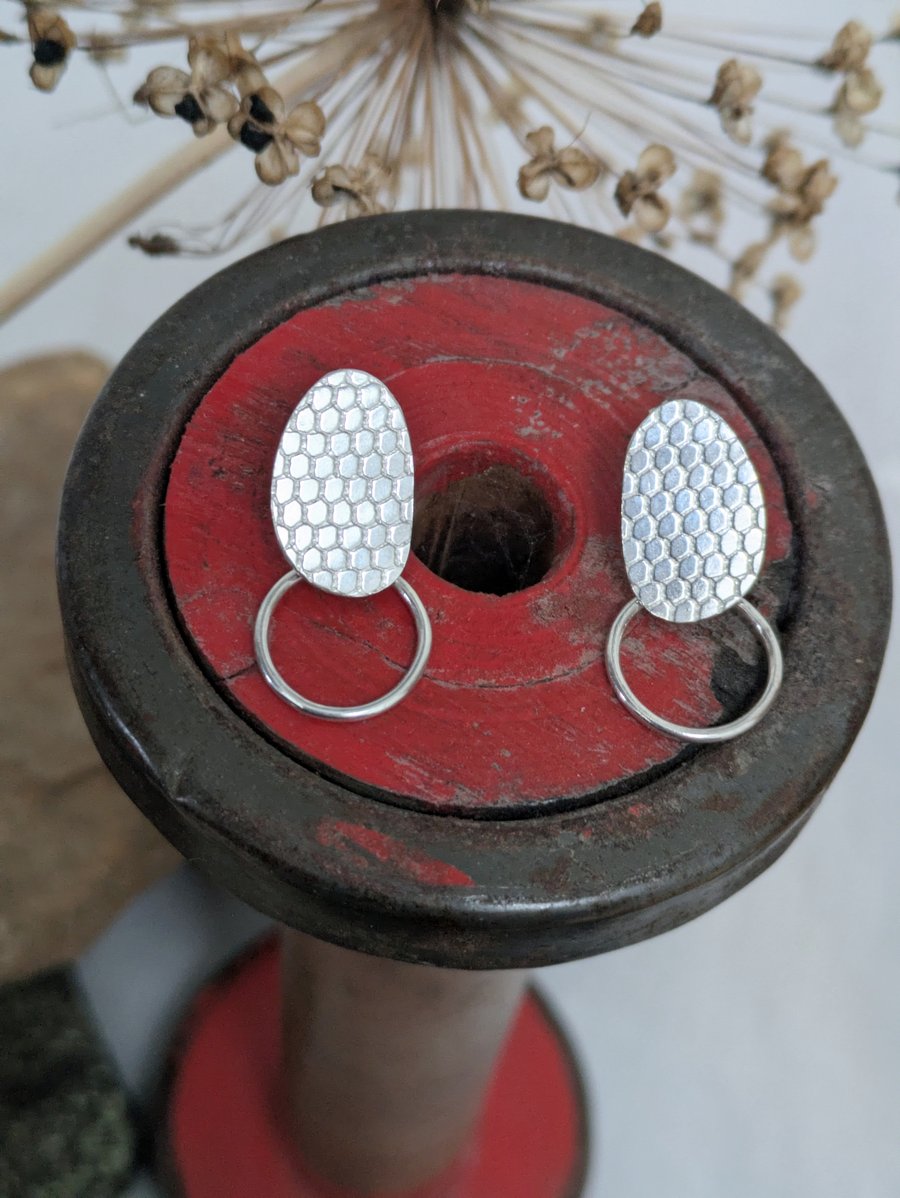 Textured sterling silver earrings 