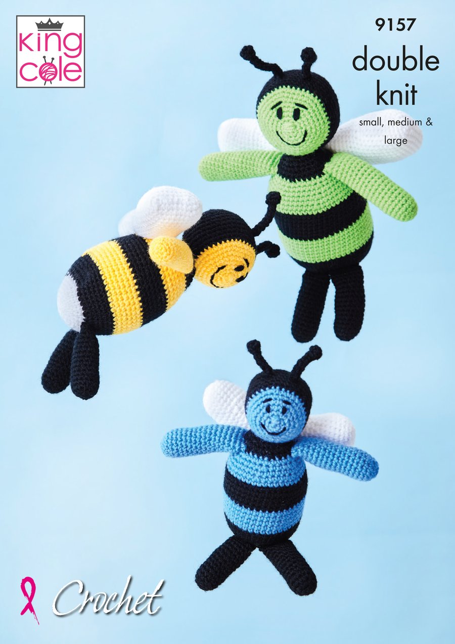 Crochet Pattern - King Cole DK Pattern 9157 - Amigurumi Crocheted Bees