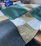 Patchwork Quilt in Green, Blue, Grey & Yellow Vintage Tweeds, Handmade in Wales - Image 6