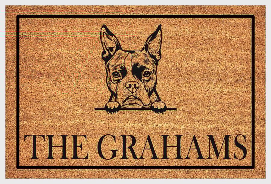 Boston Terrier Door Mat - Personalised Boston Terrier Welcome Mat - 3 Sizes