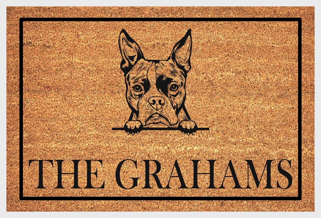 Boston Terrier Door Mat - Personalised Boston Terrier Welcome Mat - 3 Sizes