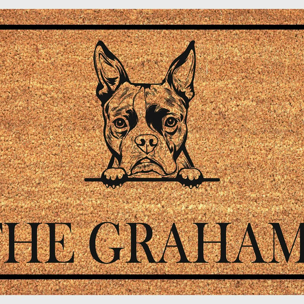 Boston Terrier Door Mat - Personalised Boston Terrier Welcome Mat - 3 Sizes