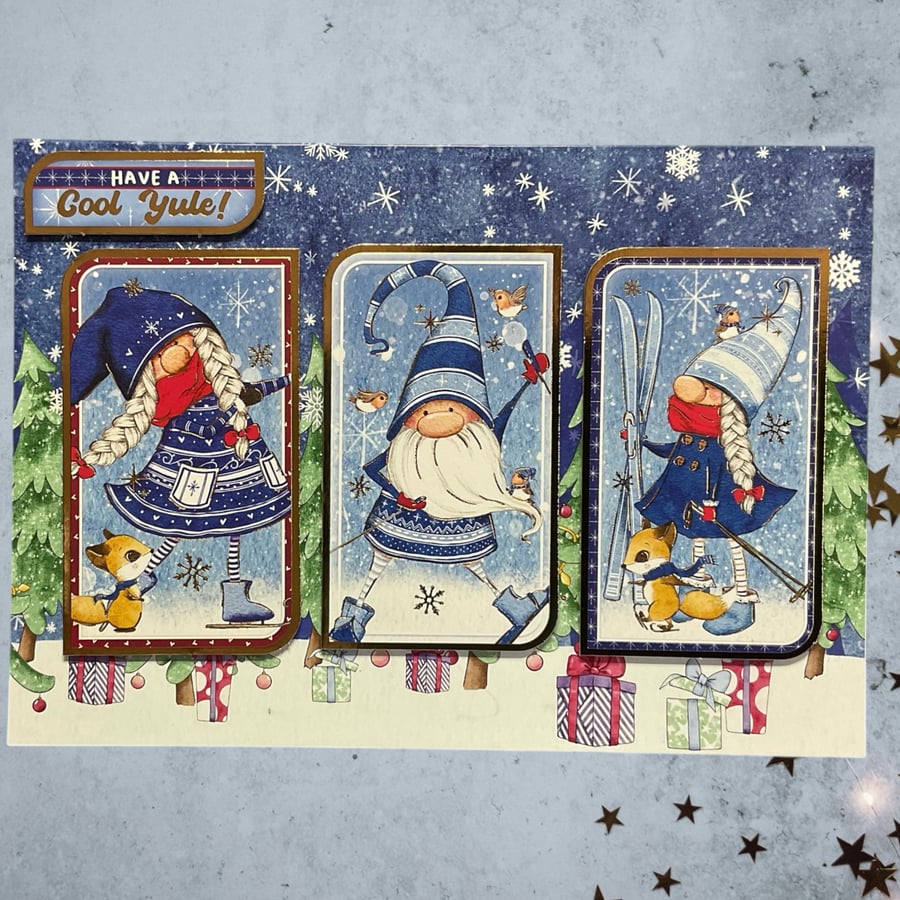 Luxury Christmas card with Gnomes.