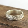 Silver Wedding Ring - Silver Woodland Ring - Handmade Silver Band