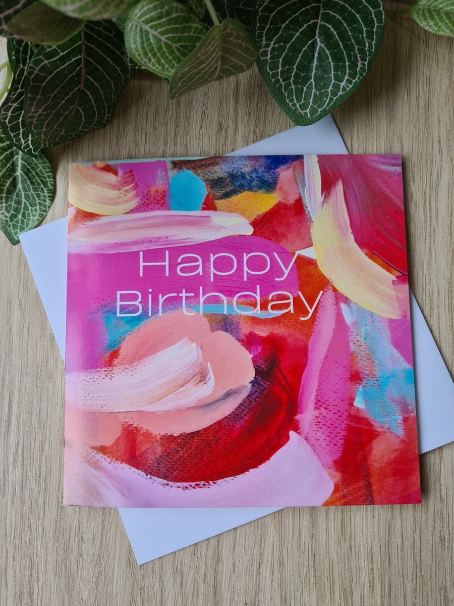 Abstract art colourful birthday card
