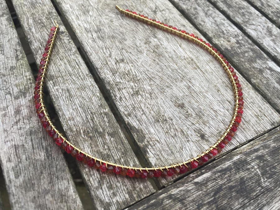 Red, brown and gold alice band