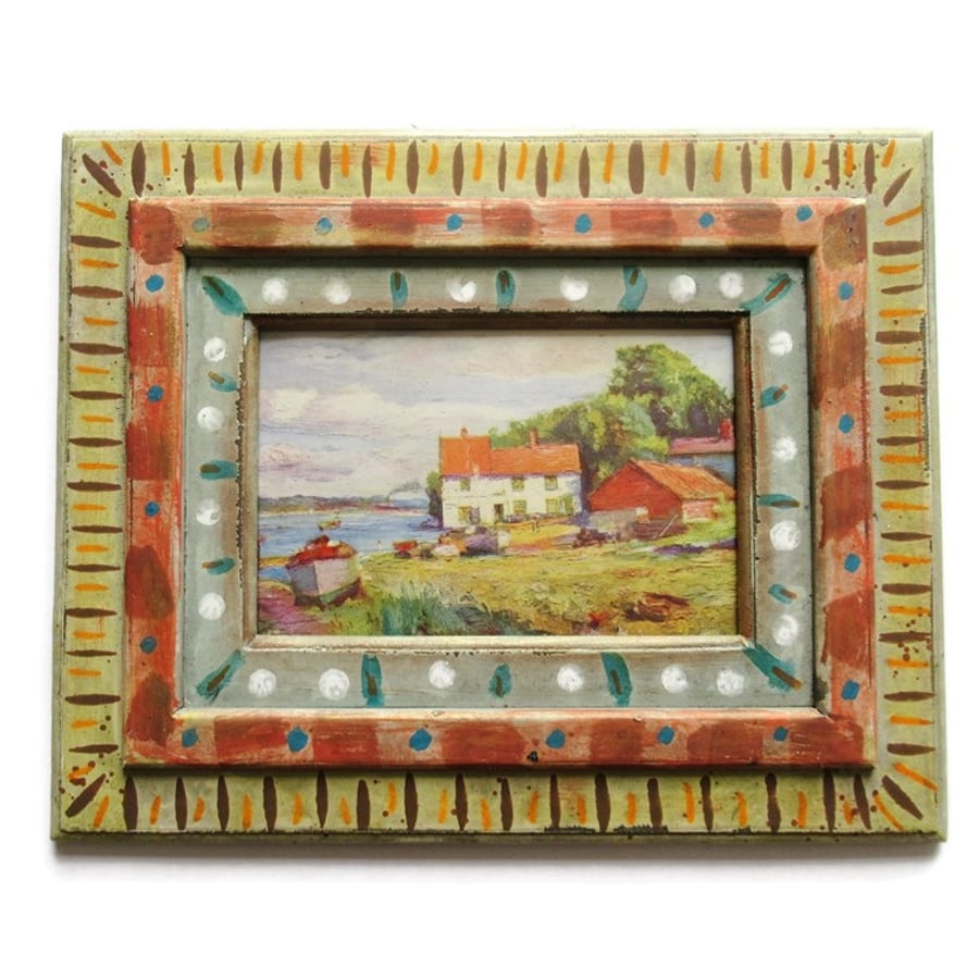 Hand Painted Picture Frame Shabby Decor Bloomsbury Group Charleston House Style