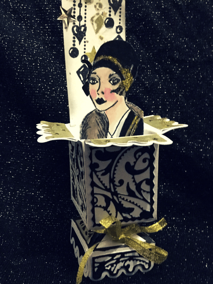 Handmade Luxury Art Deco Pop-Up Card, Lady in Black
