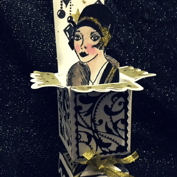 Handmade Luxury Art Deco Pop-Up Card, Lady in Black