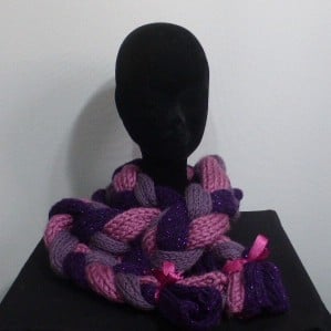 Handknitted Chunky Plaited Scarf in Two Colourways,