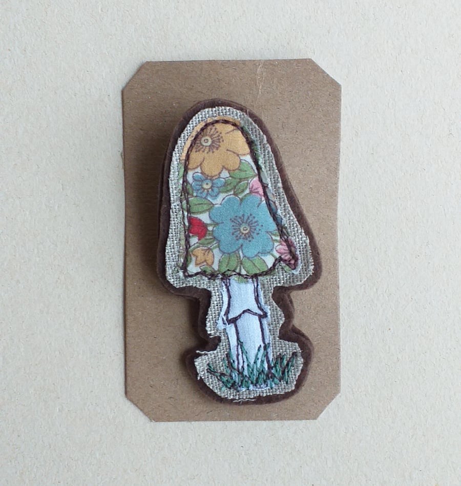 Brooch with Embroidered Toadstool