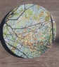 Ceramic coaster - round coaster - matt finish - green leaf print - Image 5