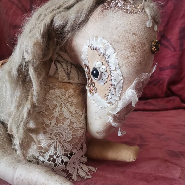 Textile art sculpture, Unicorn, mythical, fantasy art. OOAK art, unicorn