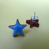 Blue and terracotta star stud earrings