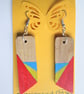 Art Deco style painted wooden earrings - Image 1