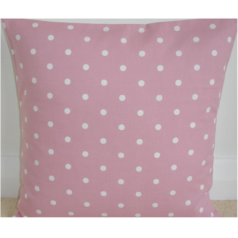 16 inch Cushion Cover Pink Polka Dot Dots Spots 16"