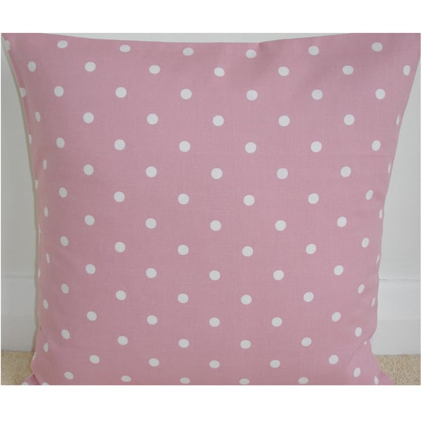 16 inch Cushion Cover Pink Polka Dot Dots Spots 16"