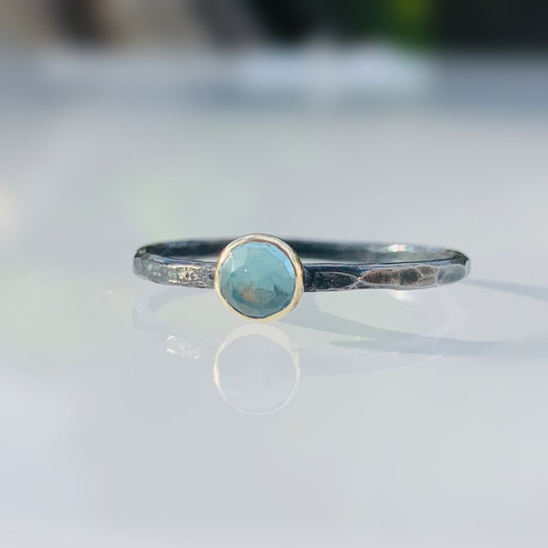 STERLING SILVER Topaz Ring, Handmade Urban Design Jewellery