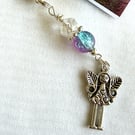 Beaded bag charm, journal, planner or clip on charm, hand made gift