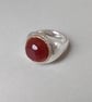 Sterling silver ring with red carnelian stone set in bronze. Agate lover. 