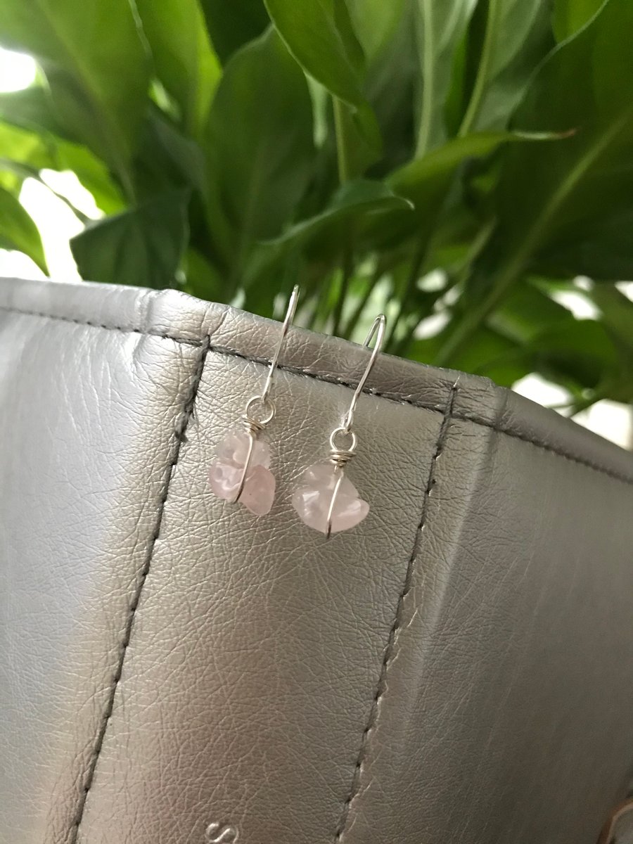 Gemstone Chip Earrings. Sodalite, Rose Quartz, Rock Crystal.