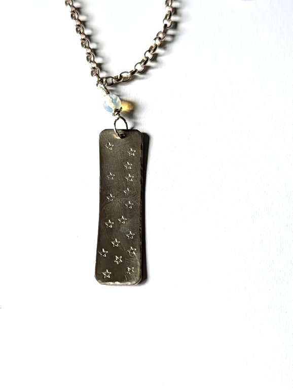Star Necklace, Sterling Silver, Hand Stamped