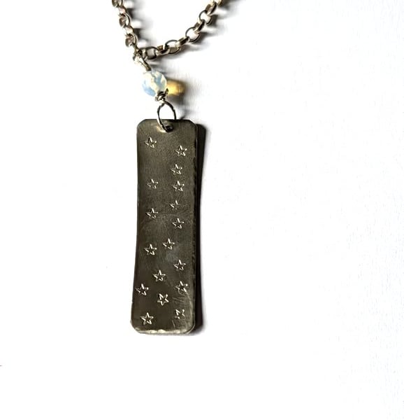 Star Necklace, Sterling Silver, Hand Stamped