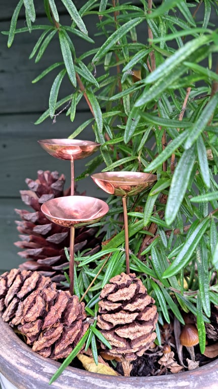 Copper Rain Catcher, garden ornament, plant pot decoration, garden gift