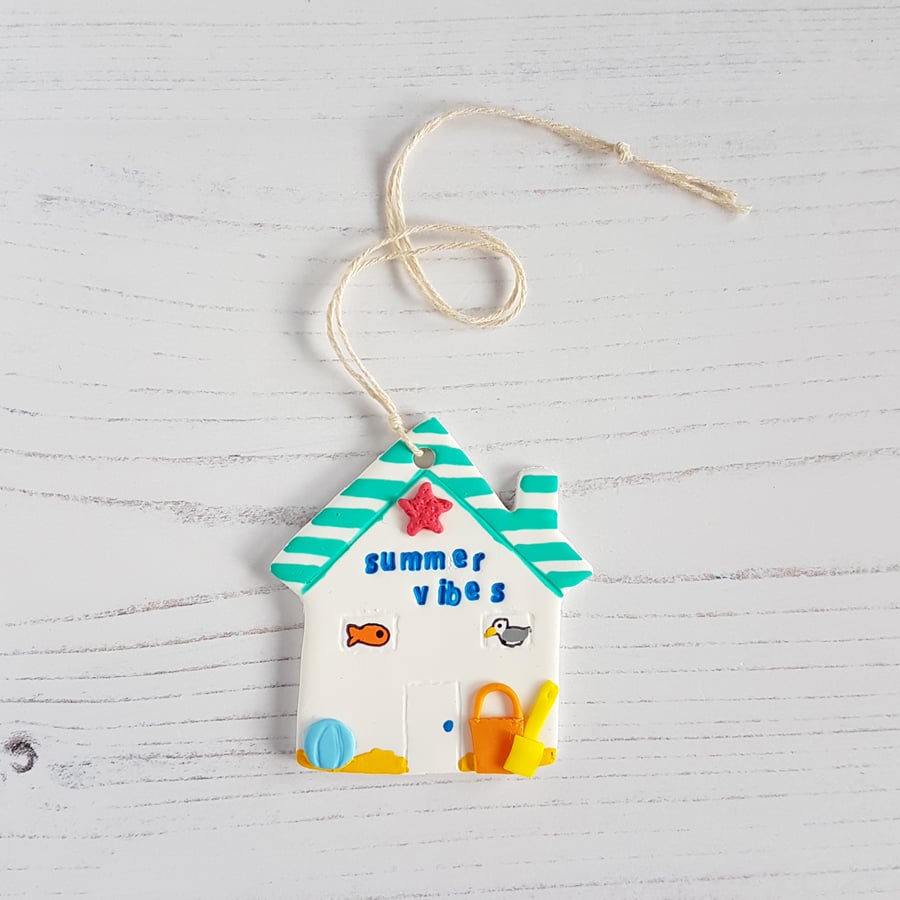 Summer Vibes House hanging decoration OR Magnet, Hand painted, Handmade