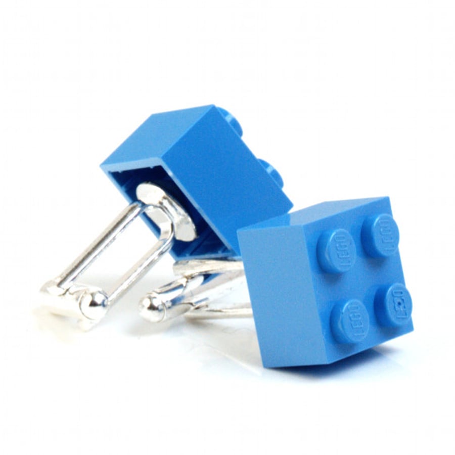 LEGO® Pale Blue Building Block Cufflinks Retro 1980s Style