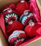Crochet Christmas Baubles Set of 6- Red Green & Silver Grey - Tree Decorations - Image 7