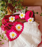 Handmade Crochet Baby Daisy Dress Set – Bright Pink & White Dress, Headband & Bo - Image 2