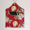 Peg bag in red floral cotton fabric clothes pins bag 