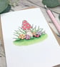 Toadstool & Flowers Card - Blank Card - Birthday Card - Any Occasion - Image 2