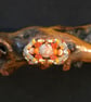 Orange Red Net Jasper Adjustable Ring