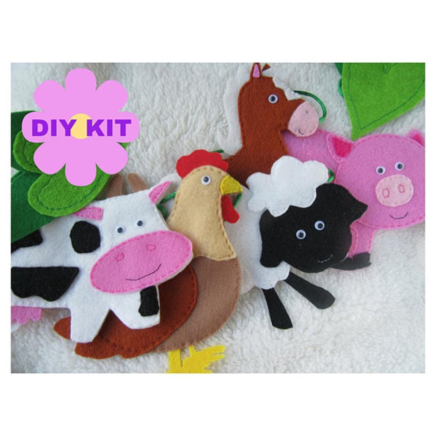 Farm animal garland kit, craft kit, DIT kit, farm animal bunting, nursery decor,
