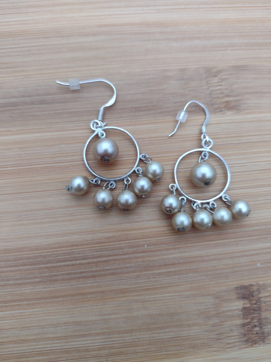 Pearl drop earrings for pierced ears hippie chic boho