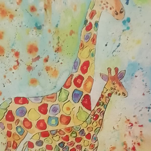 Colourful Giraffes Glass Chopping Board 30cm x 40 cm