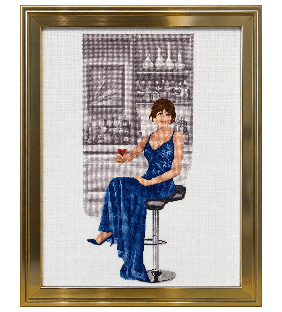 Stella by John Clayton – Completed Framed Cross-Stitch Picture in Gold Frame