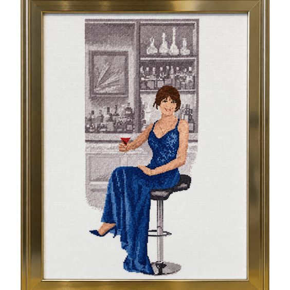 Stella by John Clayton – Completed Framed Cross-Stitch Picture in Gold Frame