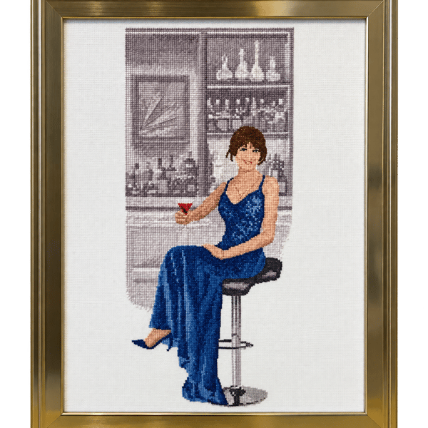 Stella by John Clayton – Completed Framed Cross-Stitch Picture in Gold Frame